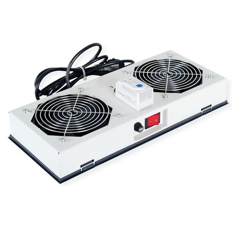 Roline 19" krovni ventilacijski modul s 2 ventilatora i termostatom, sivi