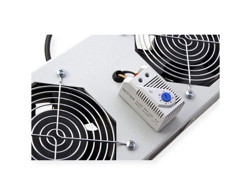 Roline 19" krovni ventilacijski modul s 2 ventilatora i termostatom, sivi