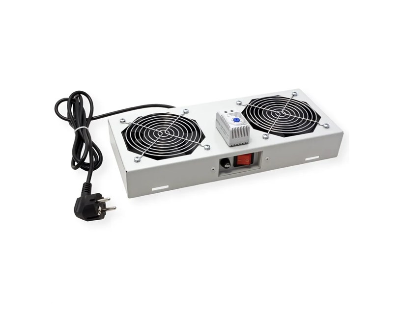 Roline 19" krovni ventilacijski modul s 2 ventilatora i termostatom, sivi