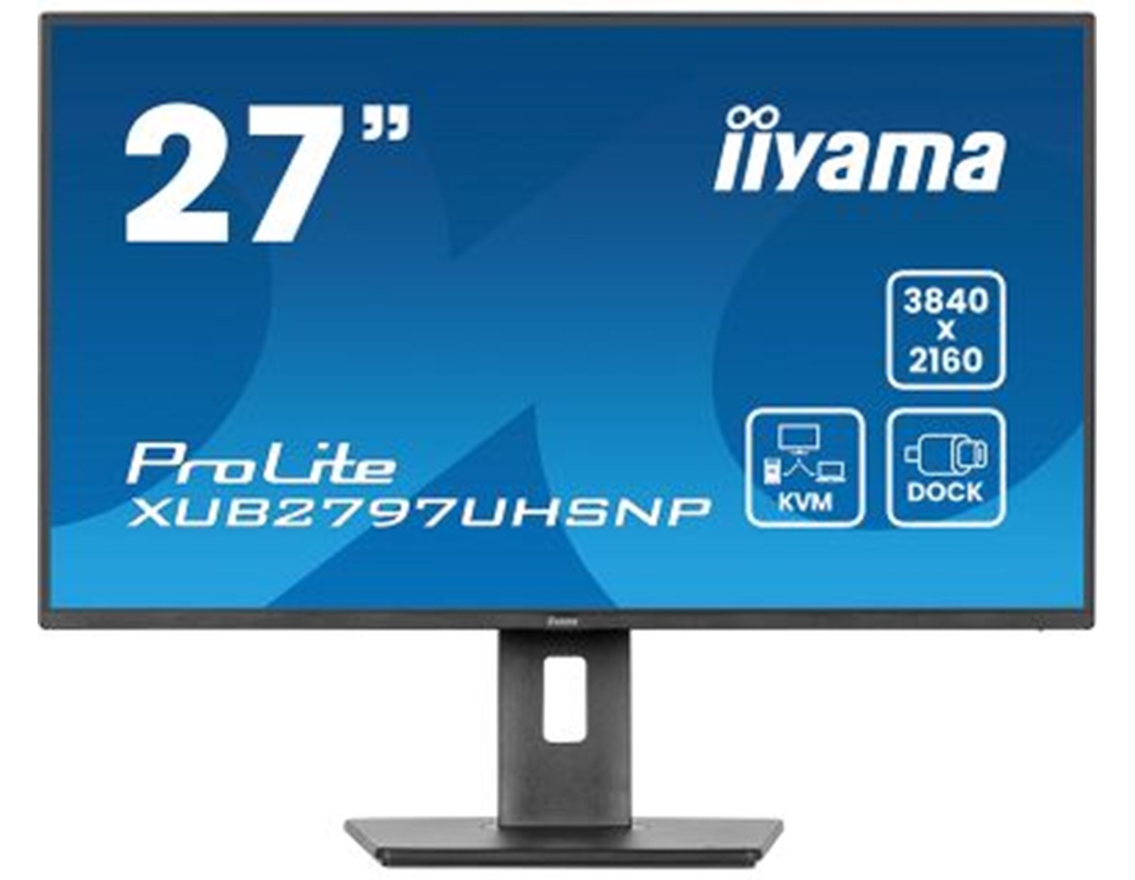 IIYAMA 27" XUB2797UHSNP-B1 4K UHD(3840x2160) IPS 16:9, Pivot, USB-C Dock (LAN/96W PD/DP-OUT), 4ms, 350cd/m2, RJ45, KVM, HDMI, DP, Speakers, USB HUB (3x3.2+1xC)