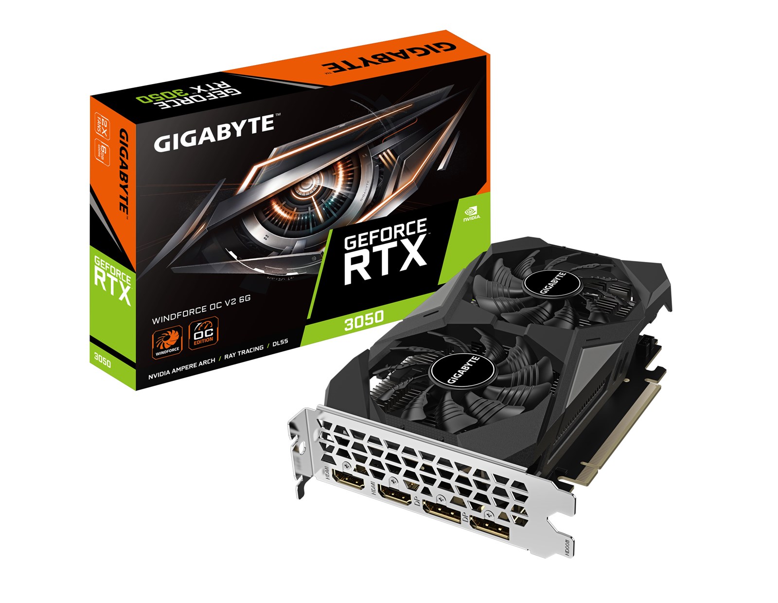 Gigabyte GeForce RTX 3050 Windforce OC 6GB GDDR6/96-bit, PCIe 4.0, 2xHDMI/2xDP