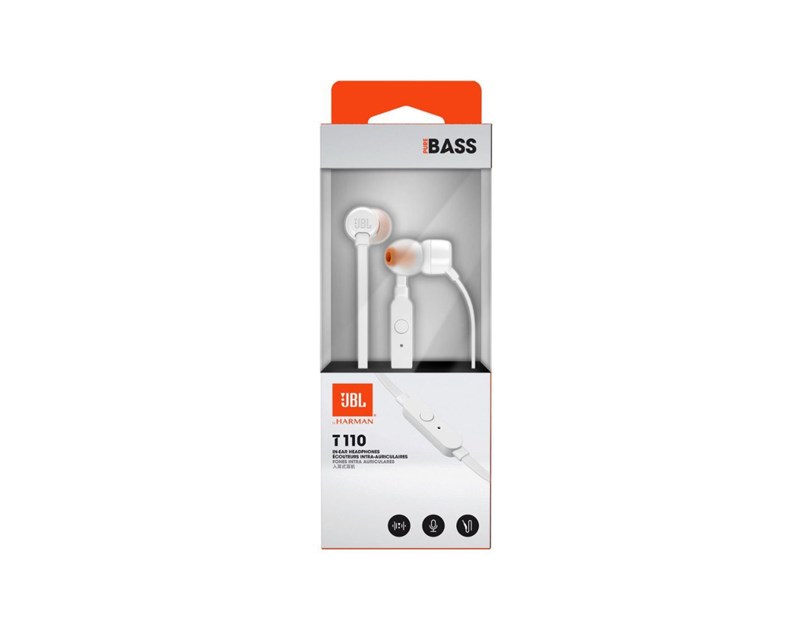 JBL T110E, in-ear slušalice s mikrofonom i upravljanjem s jednom tipkom, bijele