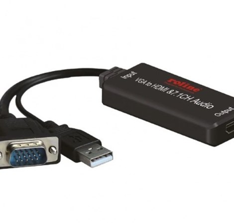 Roline adapter/kabel VGA+Audio - HDMI, M/F, 7.1ch audio pretvarač, 0.15m