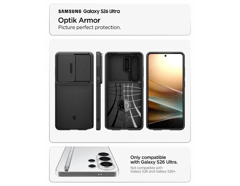 Spigen Optik Armor, crna - Samsung Galaxy S26 Ultra, crna (ACS10687)