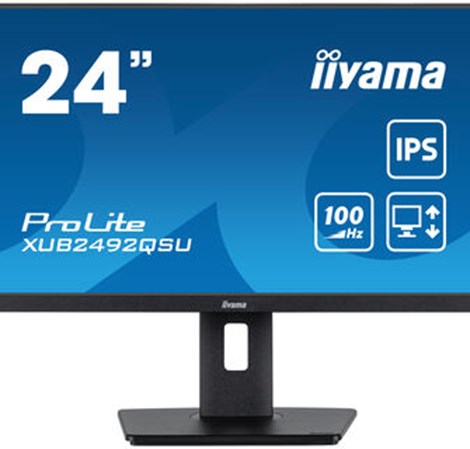 IIYAMA 24" XUB2492QSU-B1 (23.8") QHD (2560×1440) IPS, Pivot, 100Hz, 0.5ms, 300cd/m2, HDMI/DP, 3×USB3.2/USB-C, zvučnici