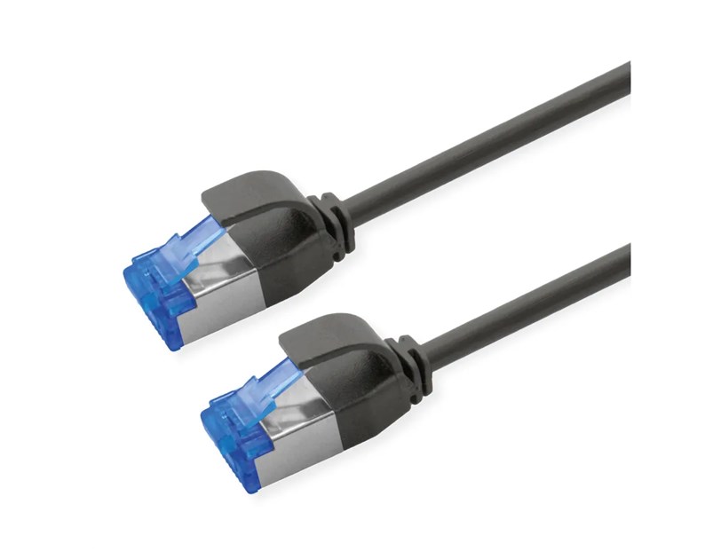 Roline  S/FTP (PiMF) Data Center mrežni kabel, Cat.6A (Class EA), slim, LSOH, tangle free, 1.5m, crni