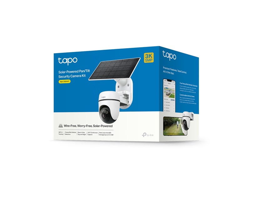TP-Link Tapo C630  kamera + Tapo A201 Solar panel 3K 5MP, H.264, Color Night Vision, microSD, 2×Spotlights, dvosmjerni audio, detekcija pokreta, vodootporna IP65, Wi-Fi, Tapo app