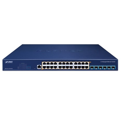 PLANET Layer 3 24-Port 2.5GBASE-T 95W 802.3bt PoE + 6-Port 10GBASE-X SFP+ Managed Ethernet Switch, 720W PoE budget, hardware-based Layer 3 RIPv1/v2, OSPFv2 dynamic routing