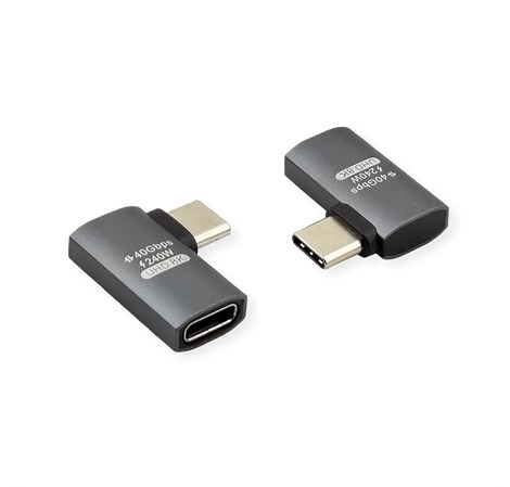 Roline USB4 Gen3x2 (40Gbit/s) adapter TIP C M/F, 240W (48V/5A), kutni, Alu, srebrni