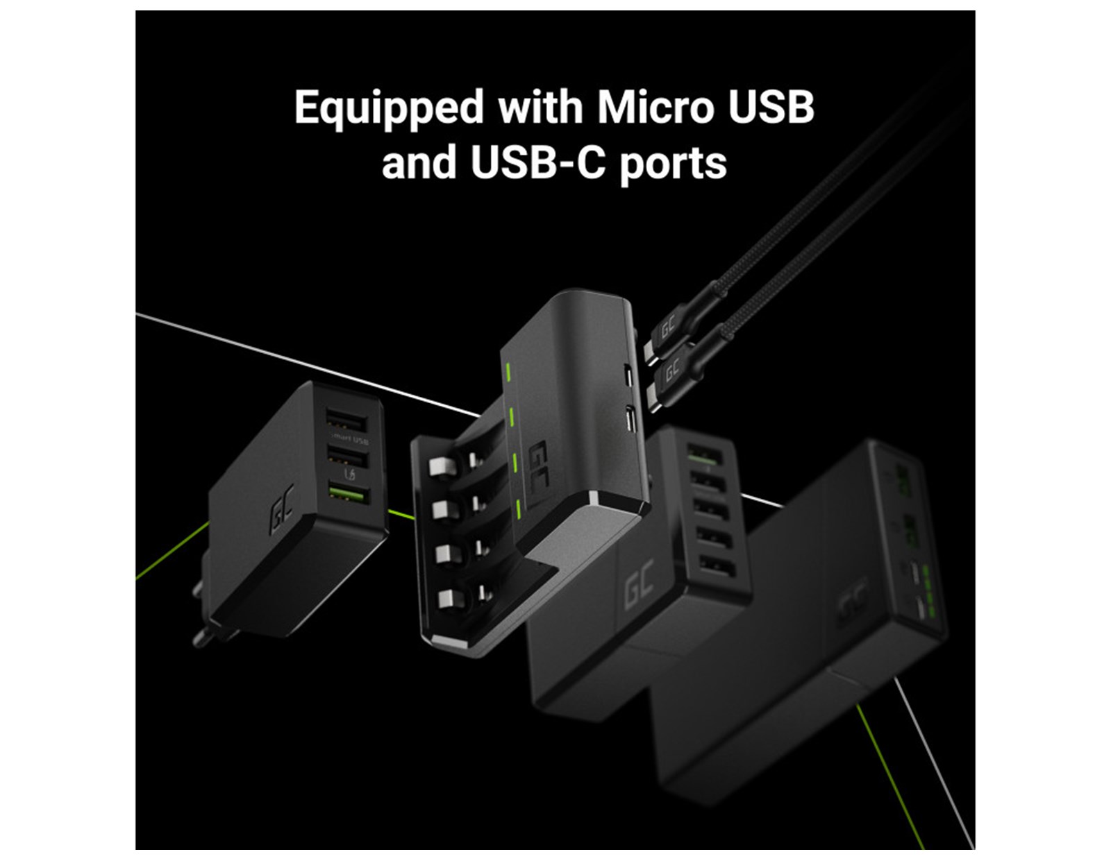 Green Cell punjač Ni-MH, AA i AAA baterija, Micro USB & USB-C port