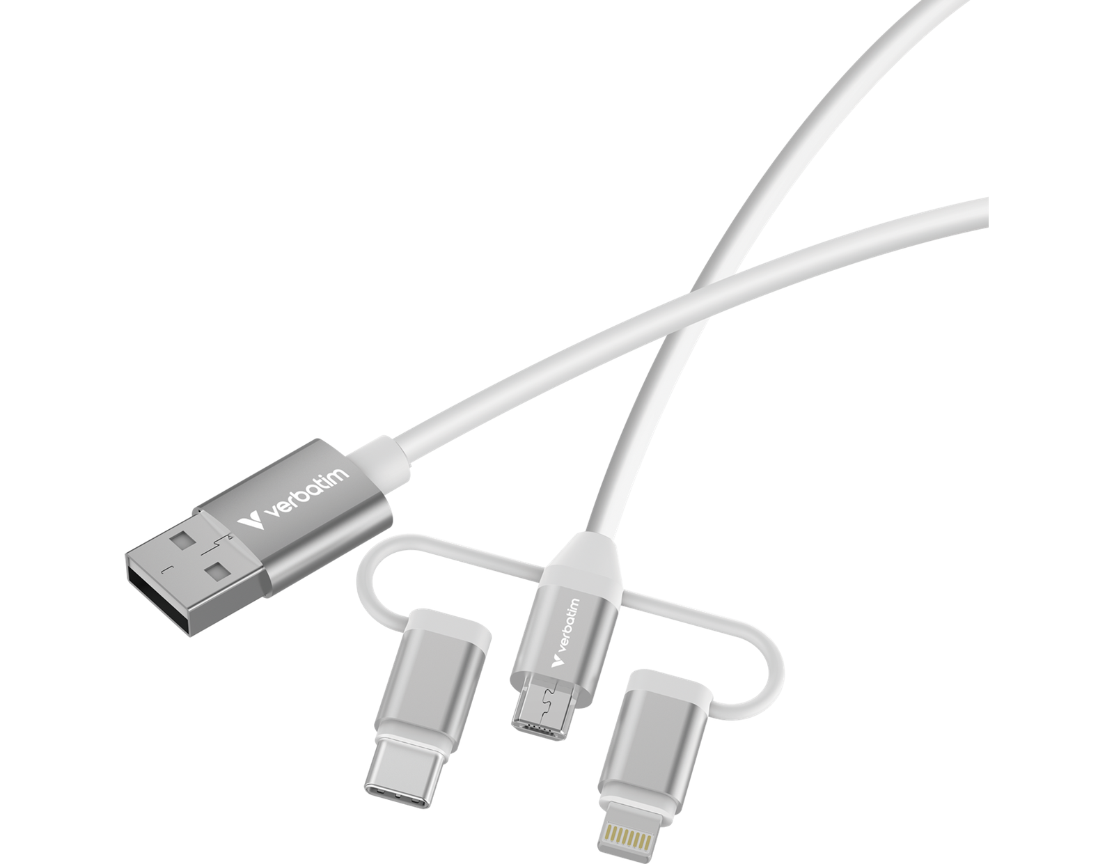 Verbatim Sync & Charge kabel 3-u-1 USB-A na Micro-B/USB-C/Lightning, M/M, 18W, bijeli, 1.0m