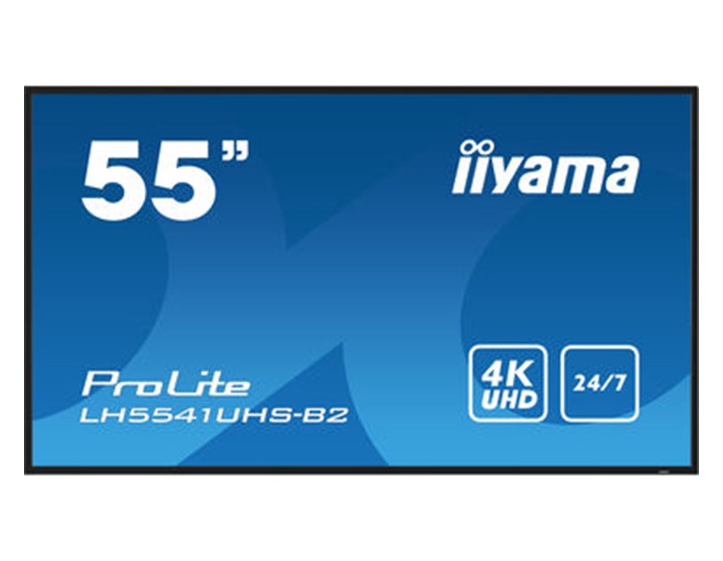 IIYAMA 55" LH5541UHS-B2 4K UHD (3840×2160) IPS Signage 24/7, 500 cd/m2, 1200:1, non Android, media play USB, LAN control