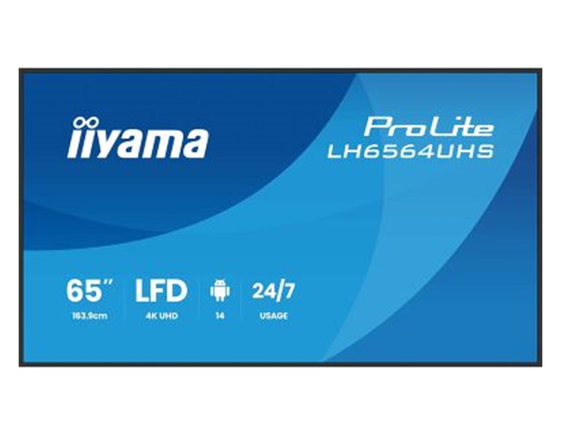 IIYAMA 65" LH6564UHS-B1AG 4K UHD (3840x2160) VA Signage 24/7, 500 cd/m2, 5000:1, Android OS 14, iiShare, iiControl, iiSignage2