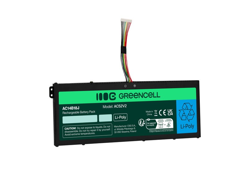Green Cell (AC52V2) AC14B13J AC14B18J baterija 3600 mAh,11.4V za Acer Aspire 3 A315-23 A315-55G ES1-111M ES1-331 ES1-531 ES1-533 ES1-571