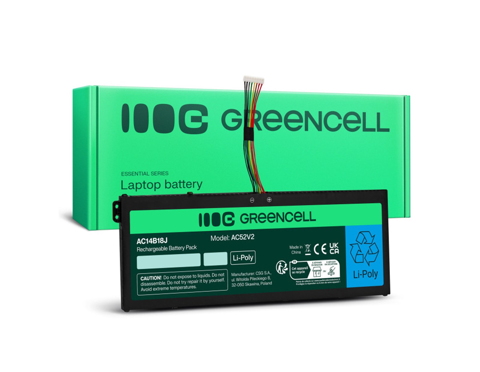 Green Cell (AC52V2) AC14B13J AC14B18J baterija 3600 mAh,11.4V za Acer Aspire 3 A315-23 A315-55G ES1-111M ES1-331 ES1-531 ES1-533 ES1-571