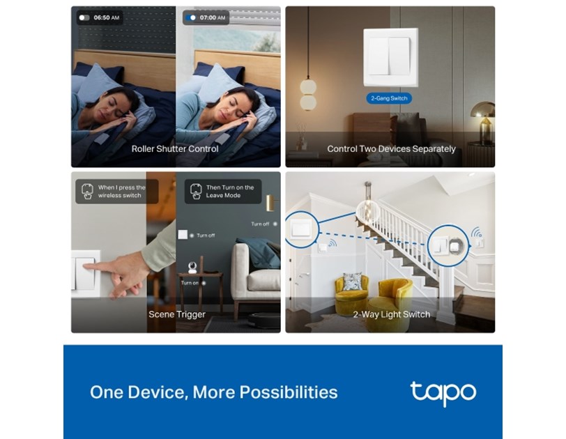 TP-Link Tapo S112 Smart Switch Module  2.4GHz, 802.11b/g/n, Bluetooth, Tapo app, Wi-Fi kontrola, Timer/Schedule postavke, Amazon Alexa/Google Assistant