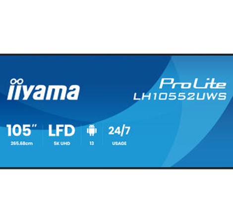 IIYAMA 105" LH10552UWS-B1AG 5K UWD (5120x2160) IPS 21:9 Signage 24/7, 500 cd/m2, 1200:1, Android OS, iiyama DMS, iiyama Share, EShare