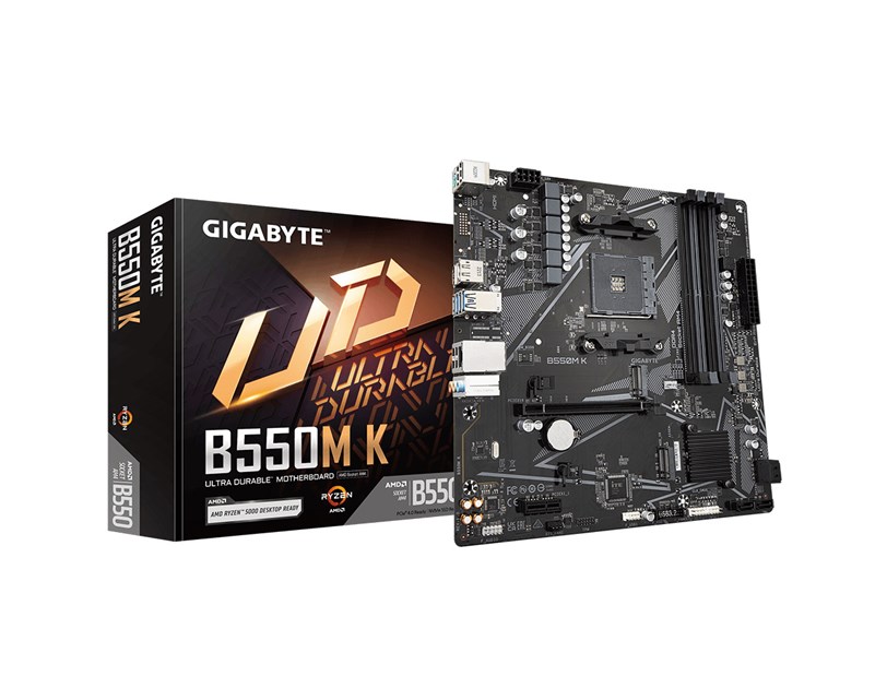 Gigabyte MB B550M K, S.AM4, 4XDDR4/4733(O.C.) PCIe 4.0, G-LAN, HDMI/DP, mATX
