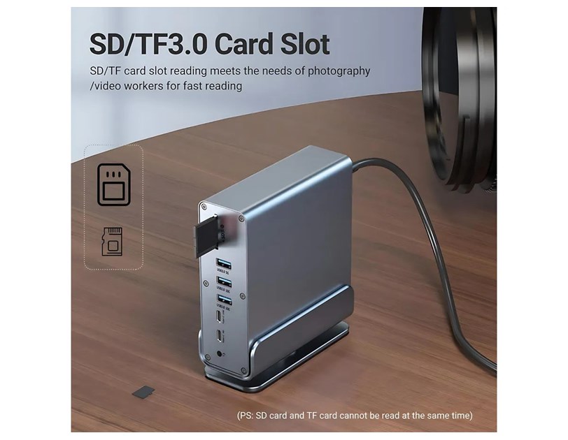 Roline VALUE Docking station USB-C, 2×HDMI/DP 4K/60, G-LAN, 3×USB-A 3.2, USB-C, 2×USB2.0, PD 100W, SD/microSD, Audio out
