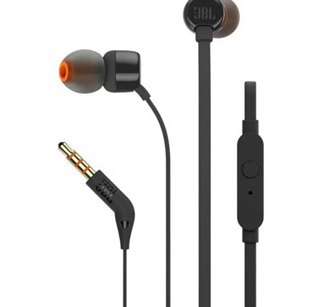JBL T110E, in-ear slušalice s mikrofonom i upravljanjem s jednom tipkom, crne