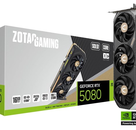 Zotac GAMING GeForce RTX 5080 Solid Core OC 16GB GDDR7/256-bit, PCIe 5.0, 3×DP/HDMI