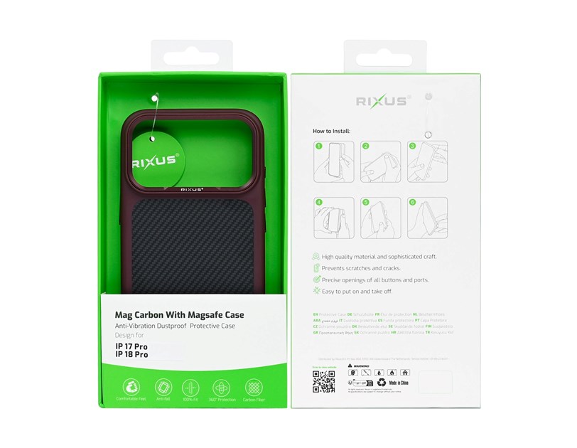 Rixus Mag Carbon With MagSafe Compatible For Apple iPhone 17 Pro, 18 Pro Deep Purple