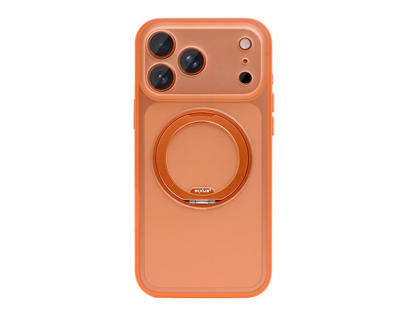 Rixus SnapGrip 360 Case For Apple iPhone 17 Pro Max, 18 Pro Max Orange