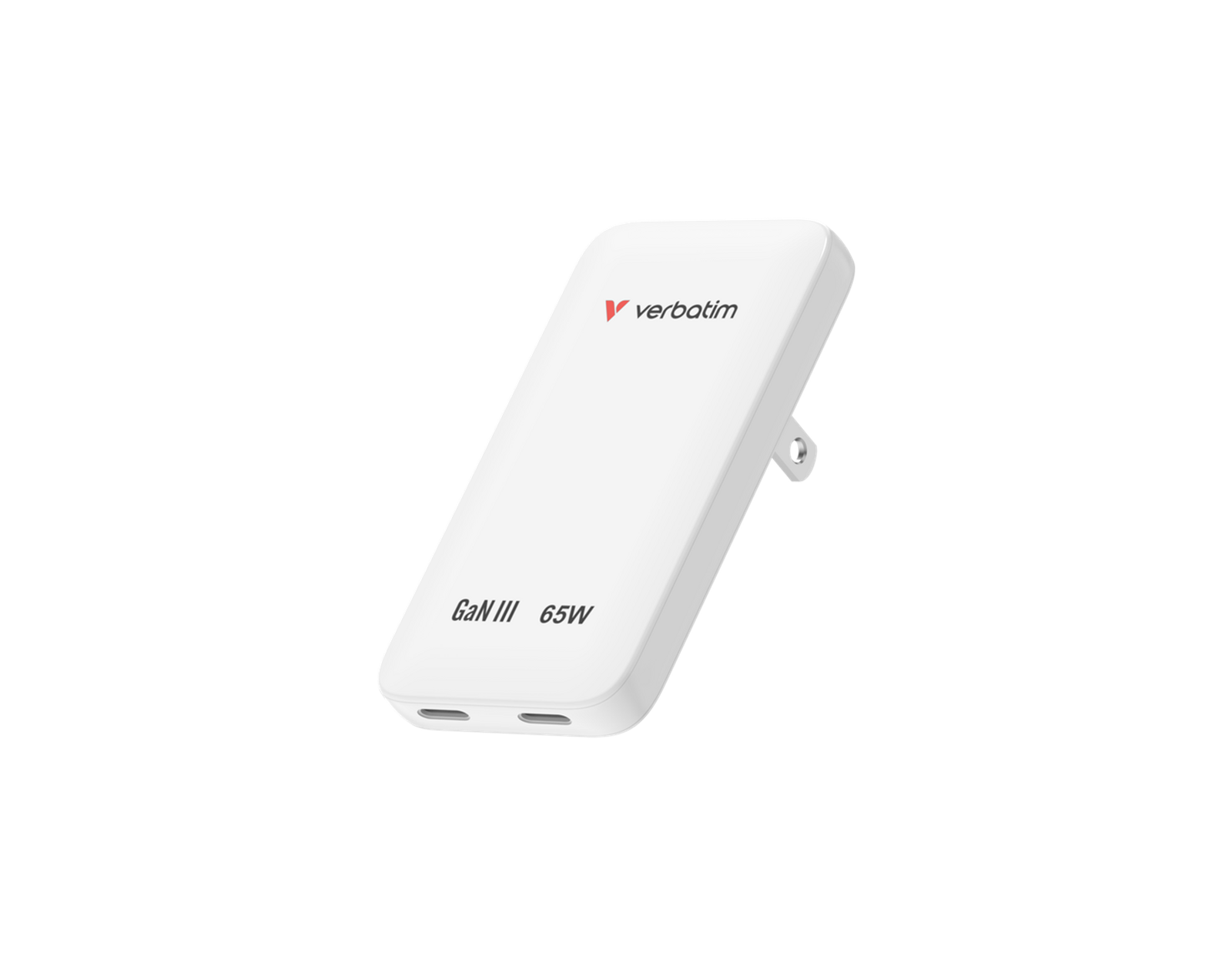Verbatim Essentials Slim GaN zidni punjač 65 W, 2xUSB-C PD3.0, bijeli