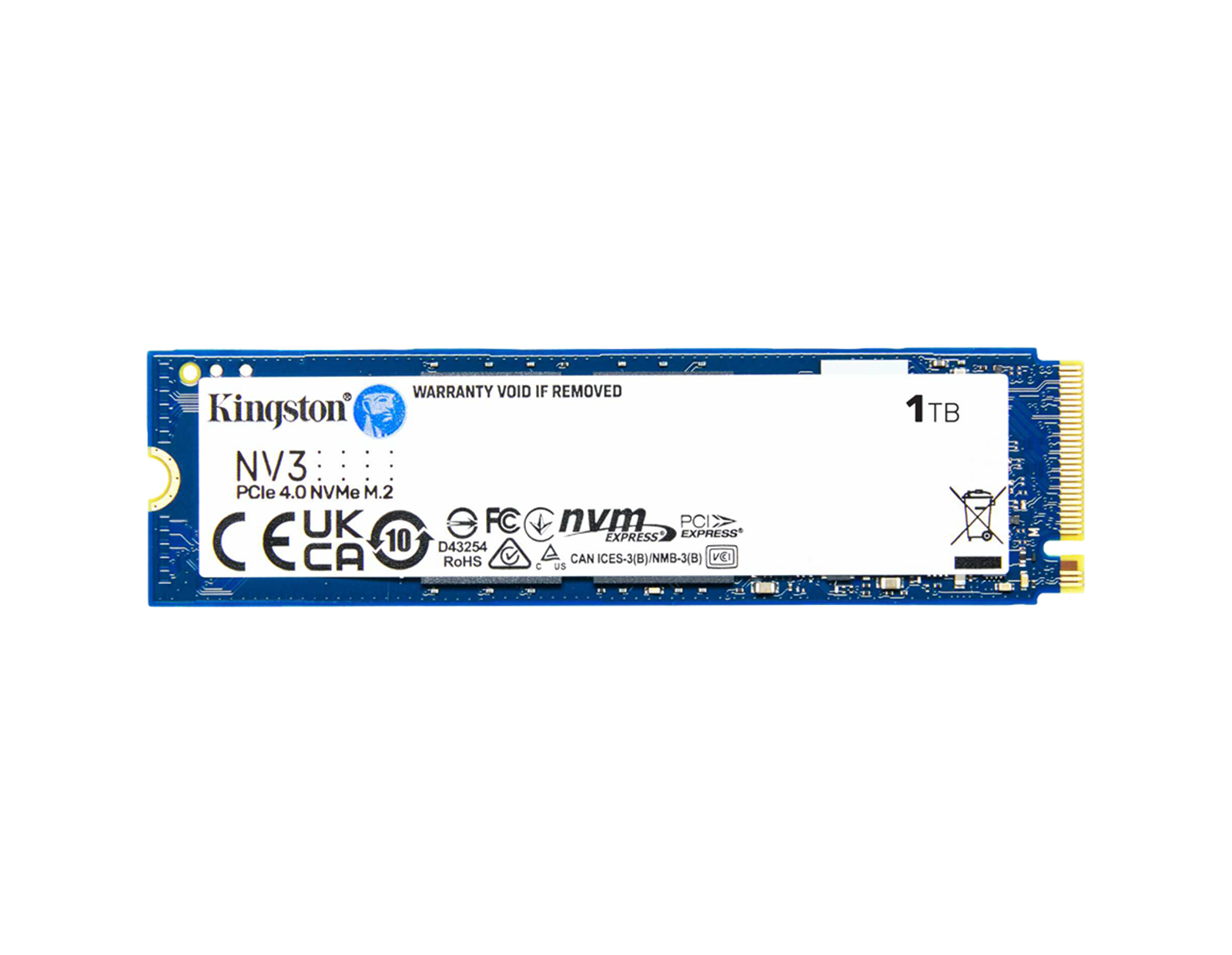 Kingston 1TB NV3 M.2 2280 PCIe 4.0 SSD, R/W: 6000/4000 MB/s (SNV3S/1000G)