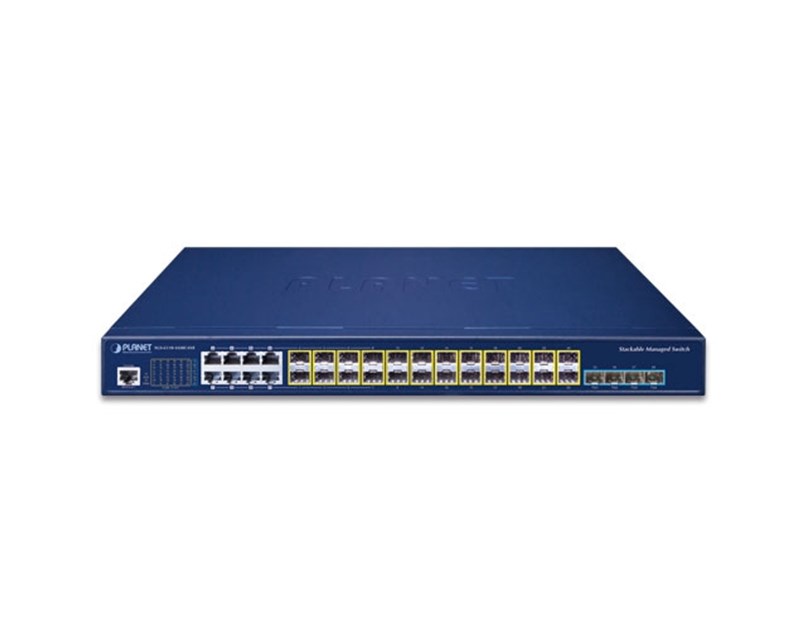 PLANET Layer 3 16-Port 10/100/1000X SFP + 8-Port Gigabit TP/SFP+ 4-Port 10G SFP+ Stackable Managed Switch