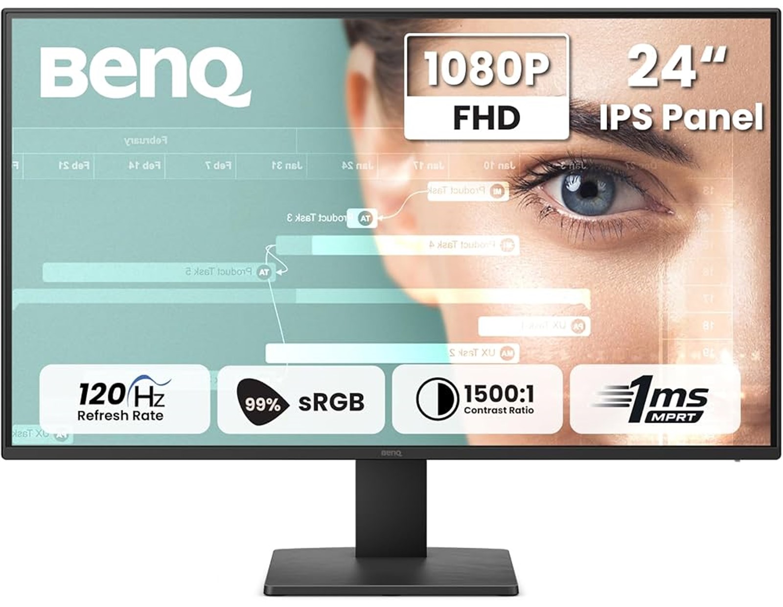 BenQ 24" GW2491P FHD (1920x1080) IPS, 16:9, 120Hz, 250cd/m2, 1500:1, 1ms, HDMI/DP