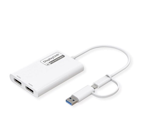 Roline USB Type A/C adapter, 2x DP, with DisplayLink, 4K60